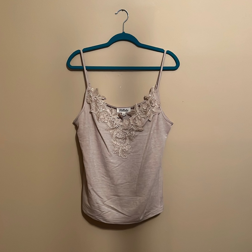 Tan color camisole rope with lace detailing, new with tags